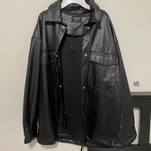 Oversized leather jacket